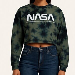 Mighty Fine Green and Black‎ Tie-Dye NASA Sweater